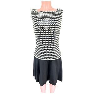 Vintage Carol Craig 80s Formal Sequin Drop Waist Dress Medium ILGWU Black White